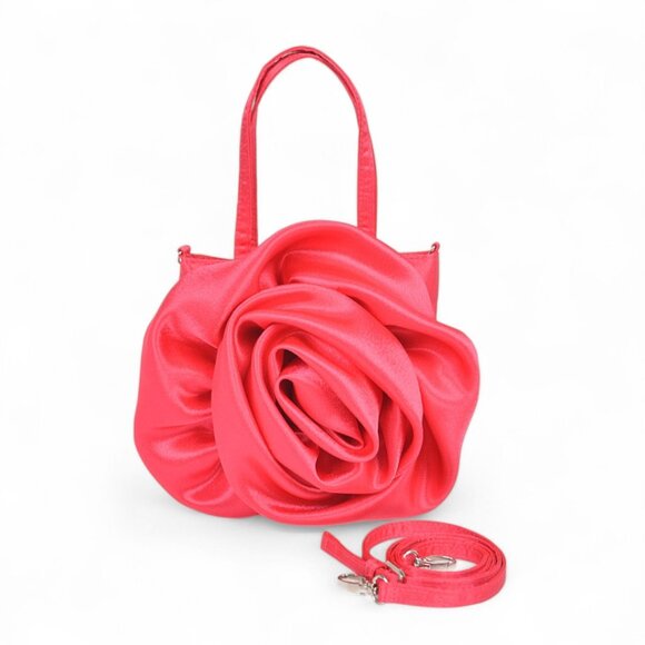 BNWT Brand New Flower Satin Top Handle Swing Bag Crossbody Clutch Bag - Picture 2 of 6